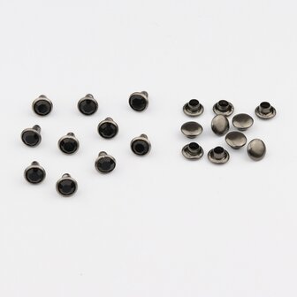 Studs met Strass Jet 6 mm (glas) donkere cup (SS18) (per 36 stuks)
