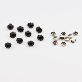 Studs met Strass Jet 8 mm (glas) (SS34)