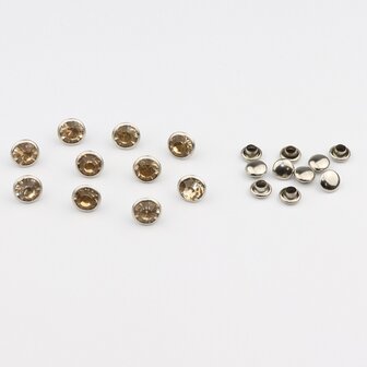Studs met Strass (glas) - Silver cup 8 mm Light Colorado Topaz SS34 per (36 stuks)