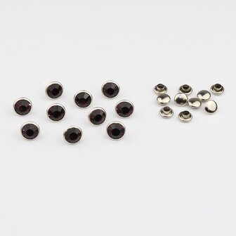 Studs met Strass (glas) - Silver cup 8 mm Smoked Topaz SS34 (per 36 stuks)