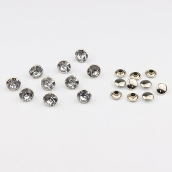 Studs met Strass (glas) - Silver cup 9 mm Crystal SS40 (per 36 stuks)