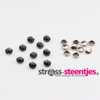Studs met Strass (Acryl) - Black Diamond 7 mm (SS29) met logo