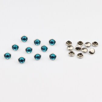 Studs met Strass (Acryl) - Blue Zircon 7 mm (SS29)