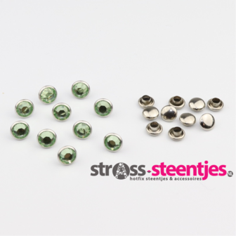 Studs met Strass (Acryl) - Chrysolite 7 mm (SS29) met logo