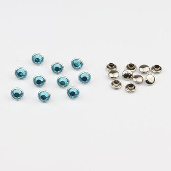 Studs met Strass (Acryl) - Aquamarine 7 mm (SS29)