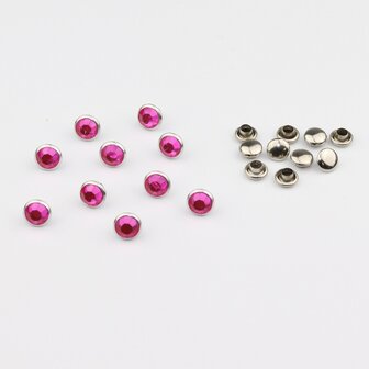 Studs met Strass (Acryl) - Pink 7 mm (SS29)