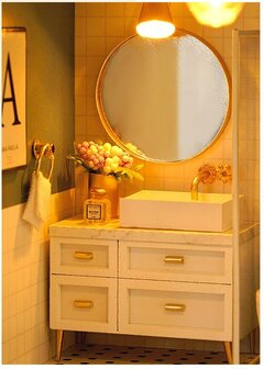 Mini Dollhouse - Appartement - Comfortable Life wastafel in badkamer