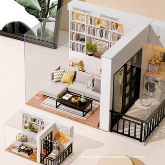 Mini Dollhouse - Appartement - Vitality Life in verhouding met mini-versie