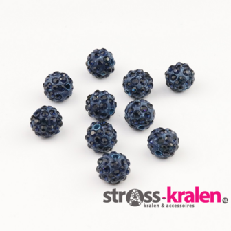 Shamballa kralen - 8 mm - Donker blauw met Montana (gatmaat 2mm) SHA8008
