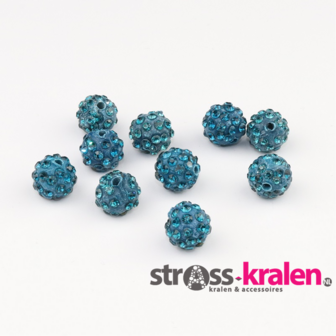 Shamballa kralen - 8 mm - Turquoise met Indicolite (gatmaat 2mm) SHA8010