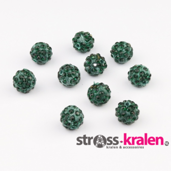 Shamballa kralen - 8 mm - Donker groen met Emerald (gatmaat 2mm) SHA8011