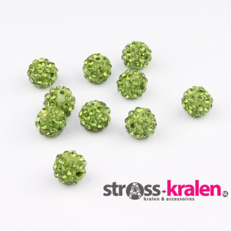 Shamballa kralen - 8 mm - Groen met Olivine (gatmaat 2mm) SHA8021