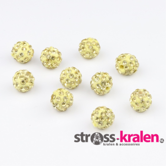 Shamballa kralen (10 mm) Licht geel met Jonquil gatmaat 2mm (5 stuks) SHA10024