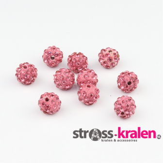 Shamballa kralen - 8 mm - Roze met Rose (gatmaat 2mm) SHA8028