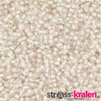 Rocailles kralen (2 mm) Transparant met wit/roze