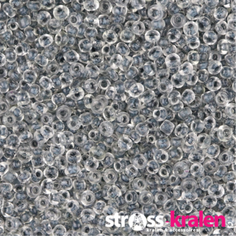 Rocailles kralen (2 mm) transparant met grijze kern