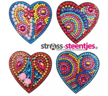 Diamond Painting Koelkastmagneten Hartjes (Set 4 stuks)