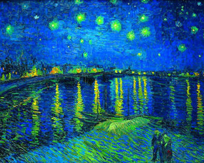 Van Gogh Sterrennacht boven de rivier de Rhone 40x30 cm
