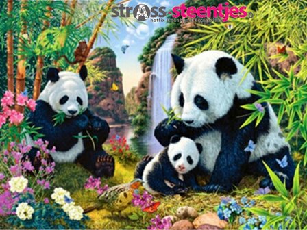 Diamond Painting pakket - Familie Panda 60X45 cm (full)