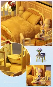 Mini Dollhouse - Villa - Ice and Snow Manor Christmas slaapkamer en badkamer