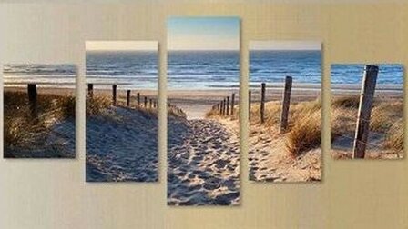 Diamond Painting pakket - Pad door de duinen naar het strand 5 luik 2x20x30, 2x20x40, 1x20x50 cm (full)