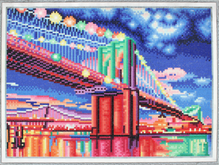 Diamond Painting met LED-verlichting - Verlichte brug met regenboog kleuren 30x40 cm (full)