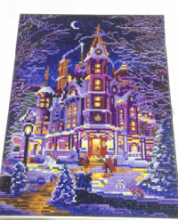 Diamond Painting met LED-verlichting - Verlicht herenhuis in de winter 30x40 cm (full)