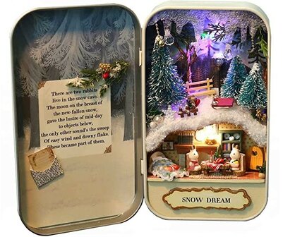 Mini Dollhouse - miniatuur in blik - Snowy Dream