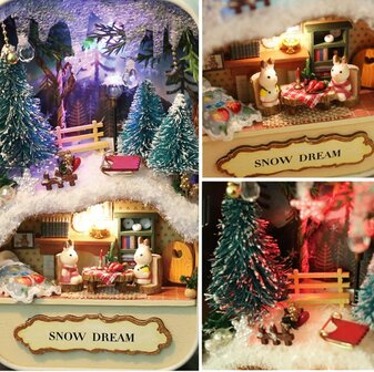 Mini Dollhouse - miniatuur in blik - Snowy Dream binnenkant foto's