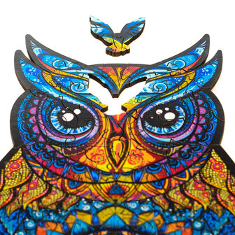 Puzzel Charming Owl / Charmante Uil Small close up van het leggen van een stukje