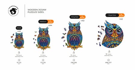 Puzzel Charming Owl / Charmante Uil Small tijd en aantal stukjes