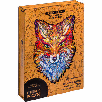 Puzzel Fiery Fox / Vurige Vos Royal Size met verpakkingsdoos zijkant