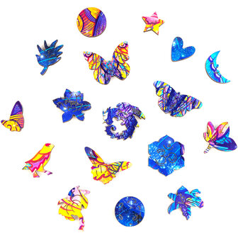 Puzzel Intergalaxy Butterfly / Intergalactische Vlinder Small stukjes in vormen van dieren