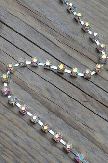 Strassketting 8 mm (SS40) Crystal AB - Silver Cup  