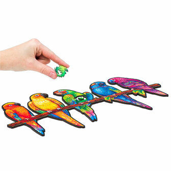 Puzzel Playful Parrots / Speelse Papegaaien Small het leggen van een stukje