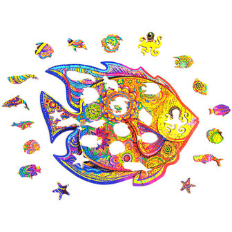Puzzel Shining Fish / Glanzende Vis Small met stukjes in vormen van dieren