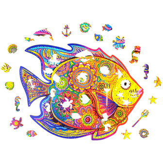 Puzzel Shining Fish / Glanzende Vis Medium met stukjes in vormen van dieren