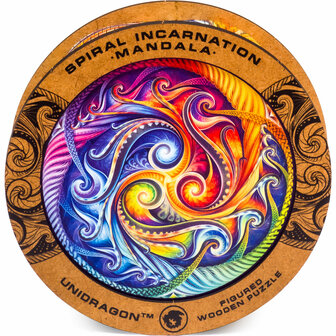 Oost Graan Missionaris Puzzel Mandala Spiral Incarnation / Mandala Spiraal Incarnatie - 200  stukjes - Medium 25cm Unidragon™ - hout