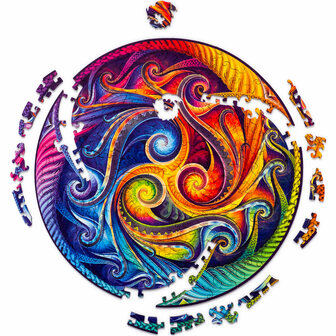 Puzzel Mandala Spiral Incarnation / Mandala Spiraal Incarnati Medium met stukjes in vormen van diertjes en bloeme