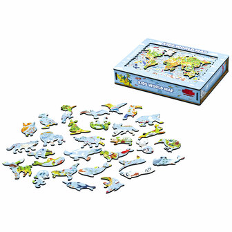 Puzzel Kids World Map / Kinderwereldkaart King Size gehele inhoud