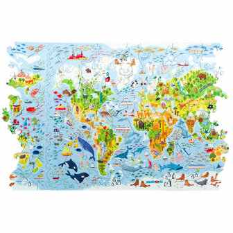 Puzzel Kids World Map / Kinderwereldkaart King Size puzzel die bijna af is