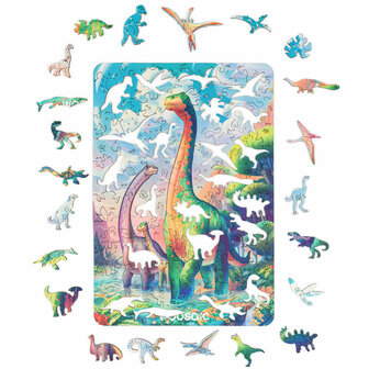 3D Puzzel Dino Diplodocus One Size met stukjes in vormen van verschillende dino&#039;s