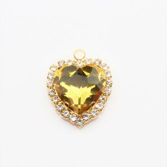 Hanger met facetgeslepen hart (glas) - Topaz - zonder logo