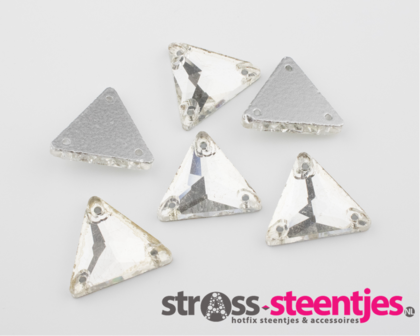 Naaistenen driehoek Kleur Crystal 16mm (9005) met logo