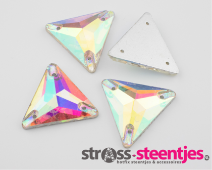Naaistenen driehoek Kleur Crystal AB 22mm (9305) met logo