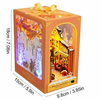 Book Nook - mini 3D wereld - Christmas Fantasy Celebration afmetingen
