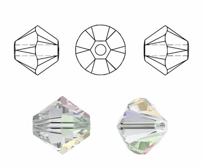 Facet kralen glas rondelle 3 mm - Jet (per 144 stuks) slijping