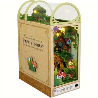 Book Nook - mini 3D wereld - Firefly Forest met witte achtergrond