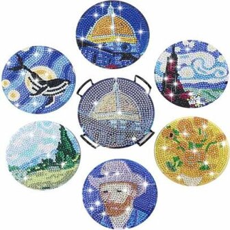 Diamond Painting Onderzetters set van 6 stuks -  Vincent van Gogh