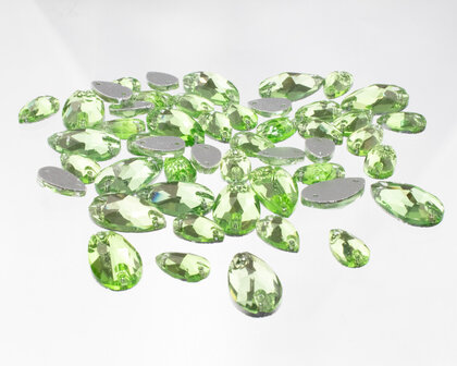 Naaistenen druppel Kleur Peridot 7x12mm (7557) 9 stuks